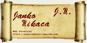 Janko Mikača vizit kartica
